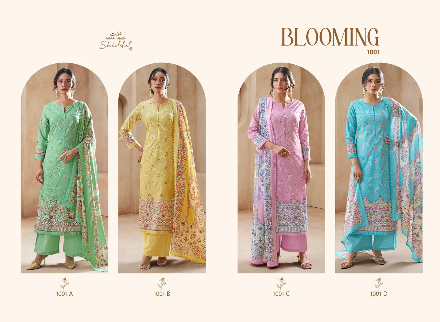 Blooming 1001 Shiddat Cambric Pant Style Suits Wholesaler