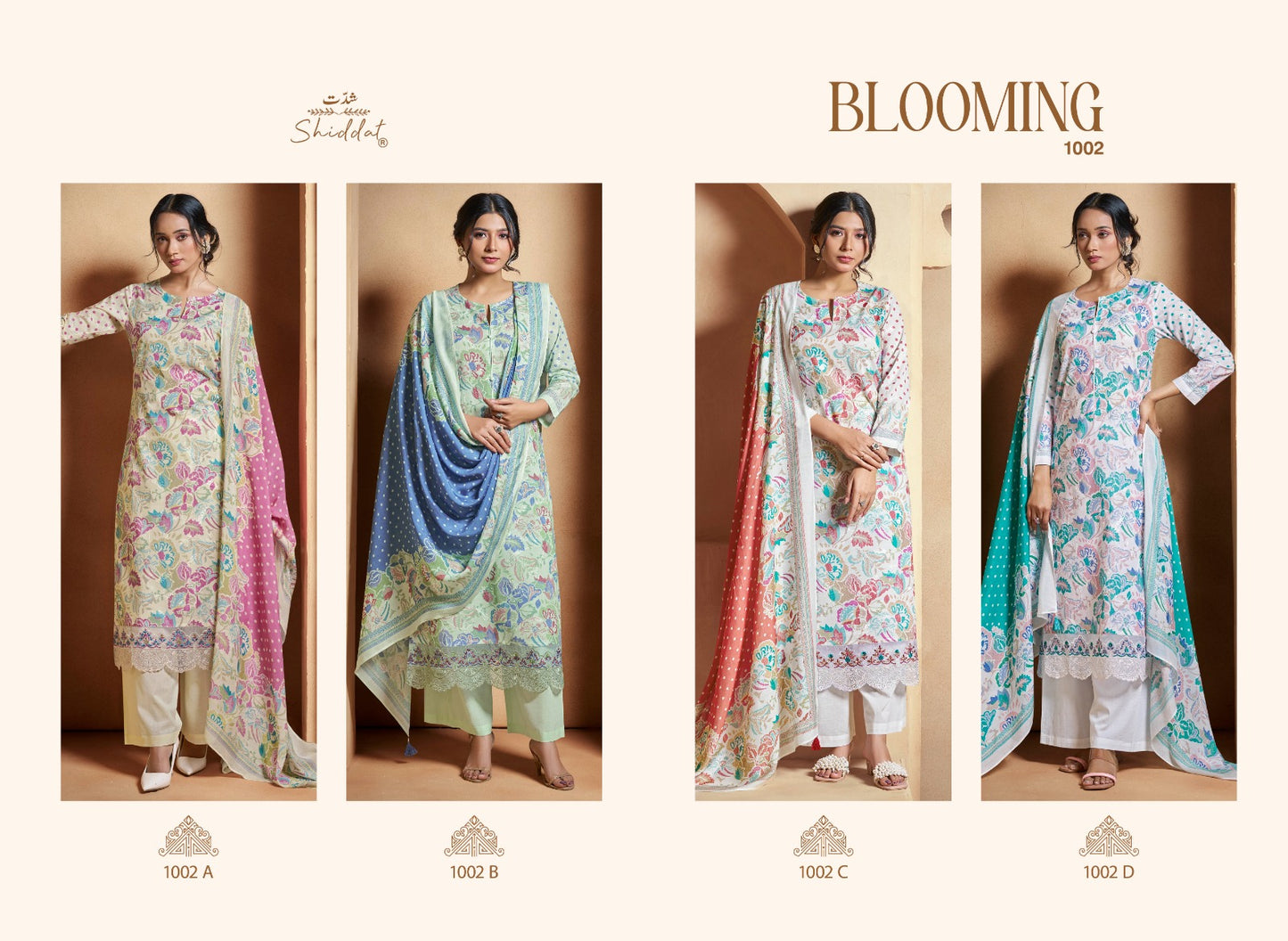 Blooming 1002 Shiddat Cambric Pant Style Suits Wholesale Rate