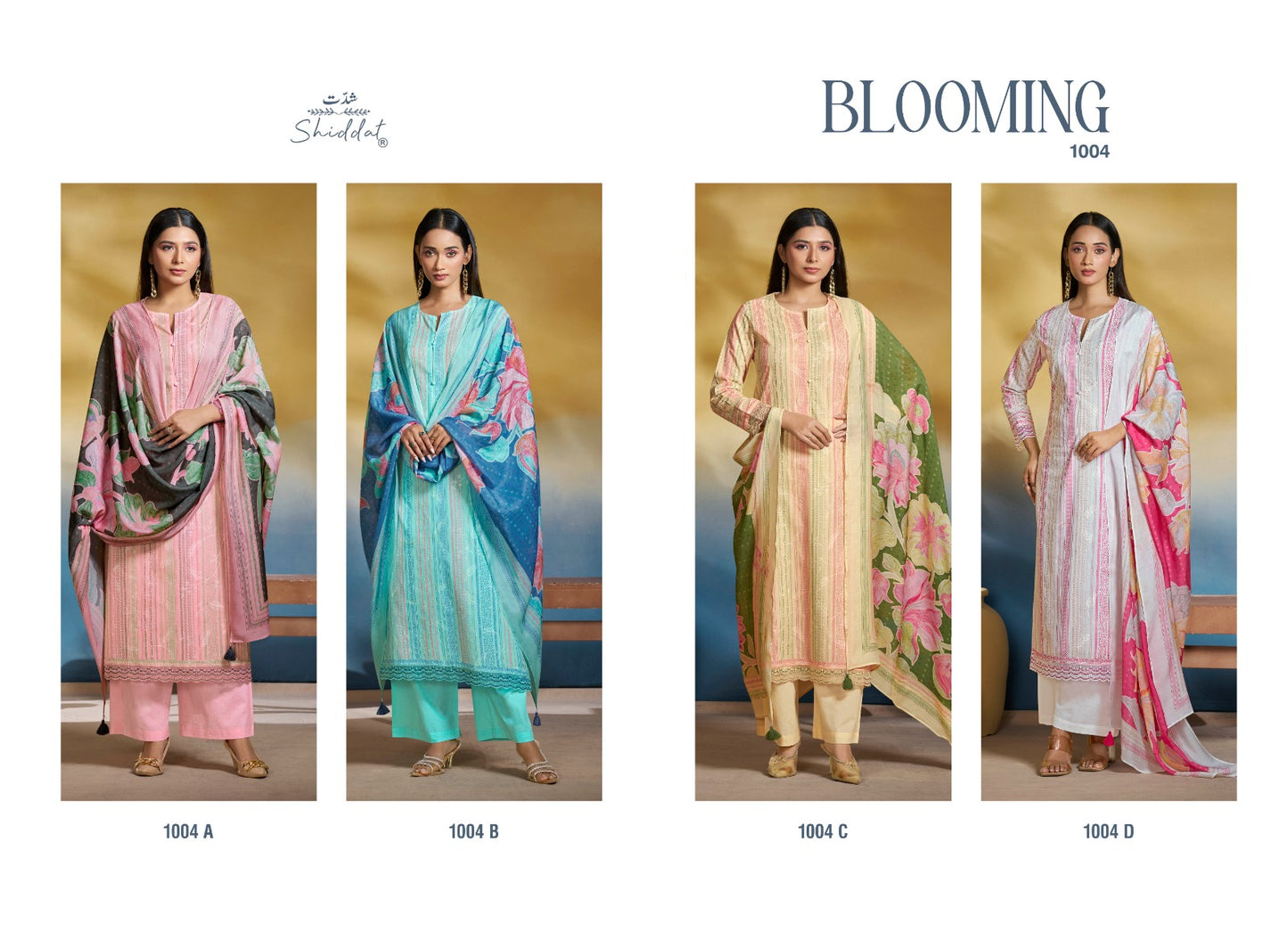 Blooming 1004 Shiddat Cambric Pant Style Suits Wholesaler