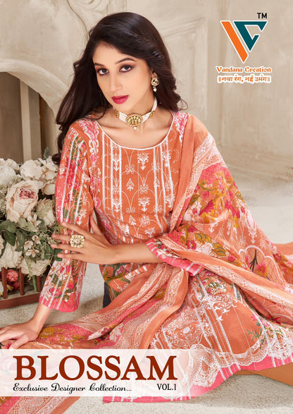Blossam Vol 1 Vandana Creation Soft Cotton Karachi Salwar Suits Supplier Gujarat