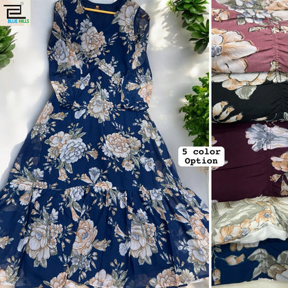 Blossom 1001-1005 Bluehills Georgette Anarkali Kurtis Manufacturer Gujarat