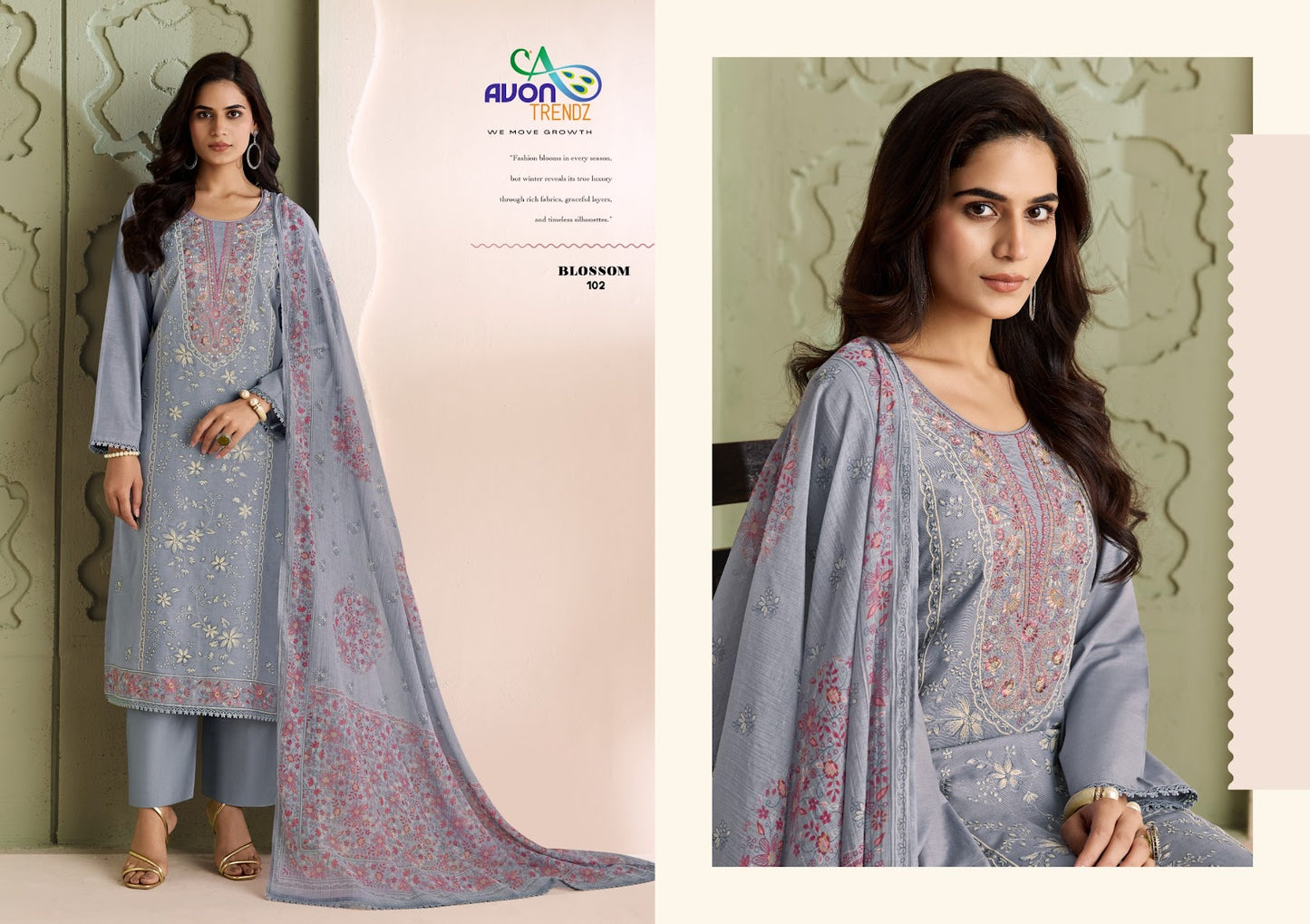 Blossom Avon Trendz Linen Pant Style Suits Wholesale Price