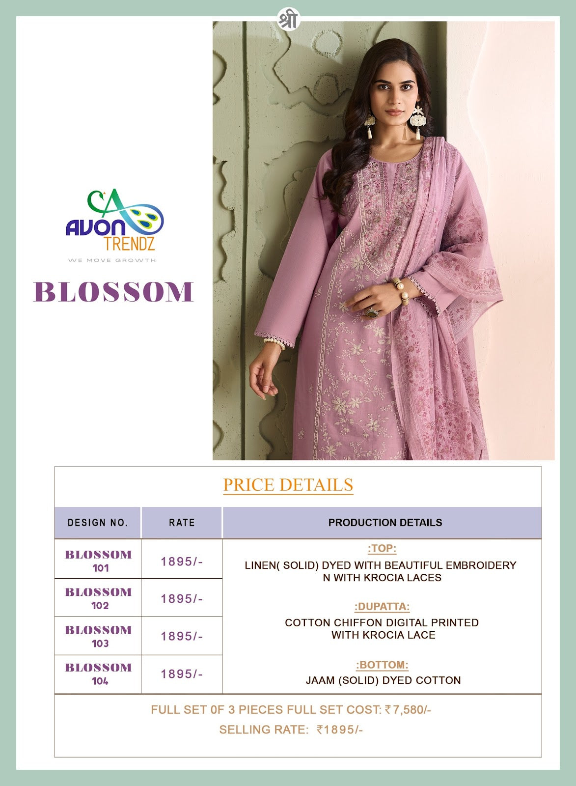 Blossom Avon Trendz Linen Pant Style Suits Wholesale Price