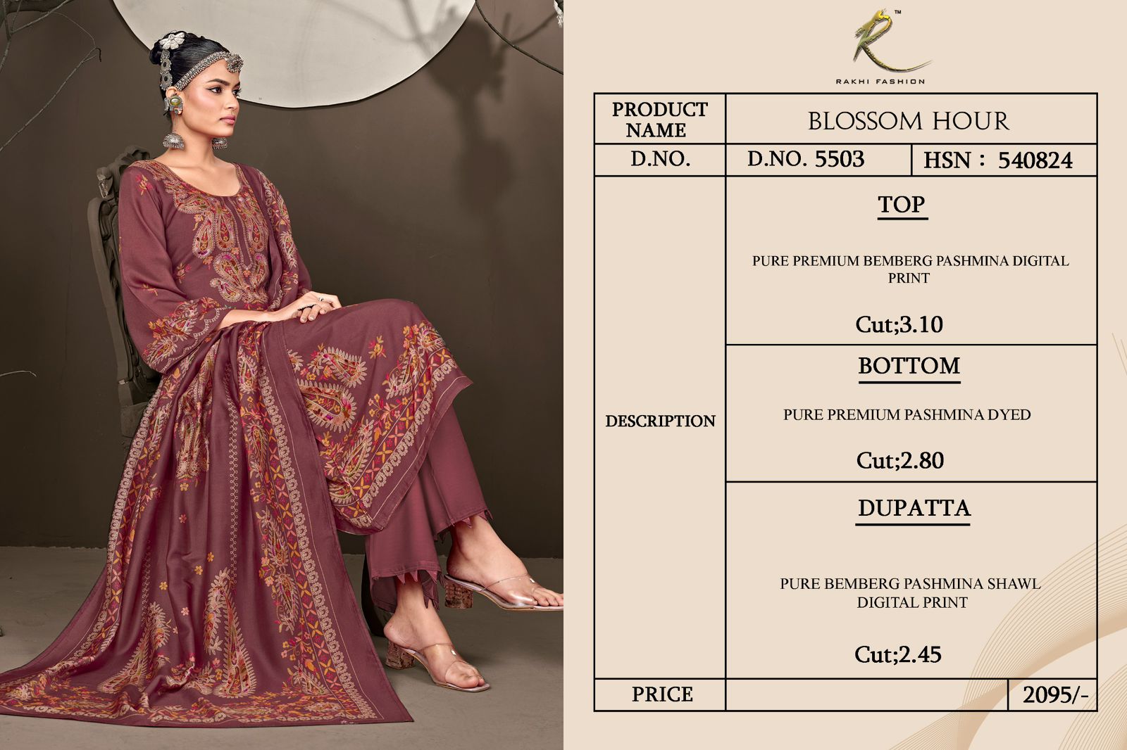 Blossom Hour Rakhi Fashion Pashmina Suits Manufacturer