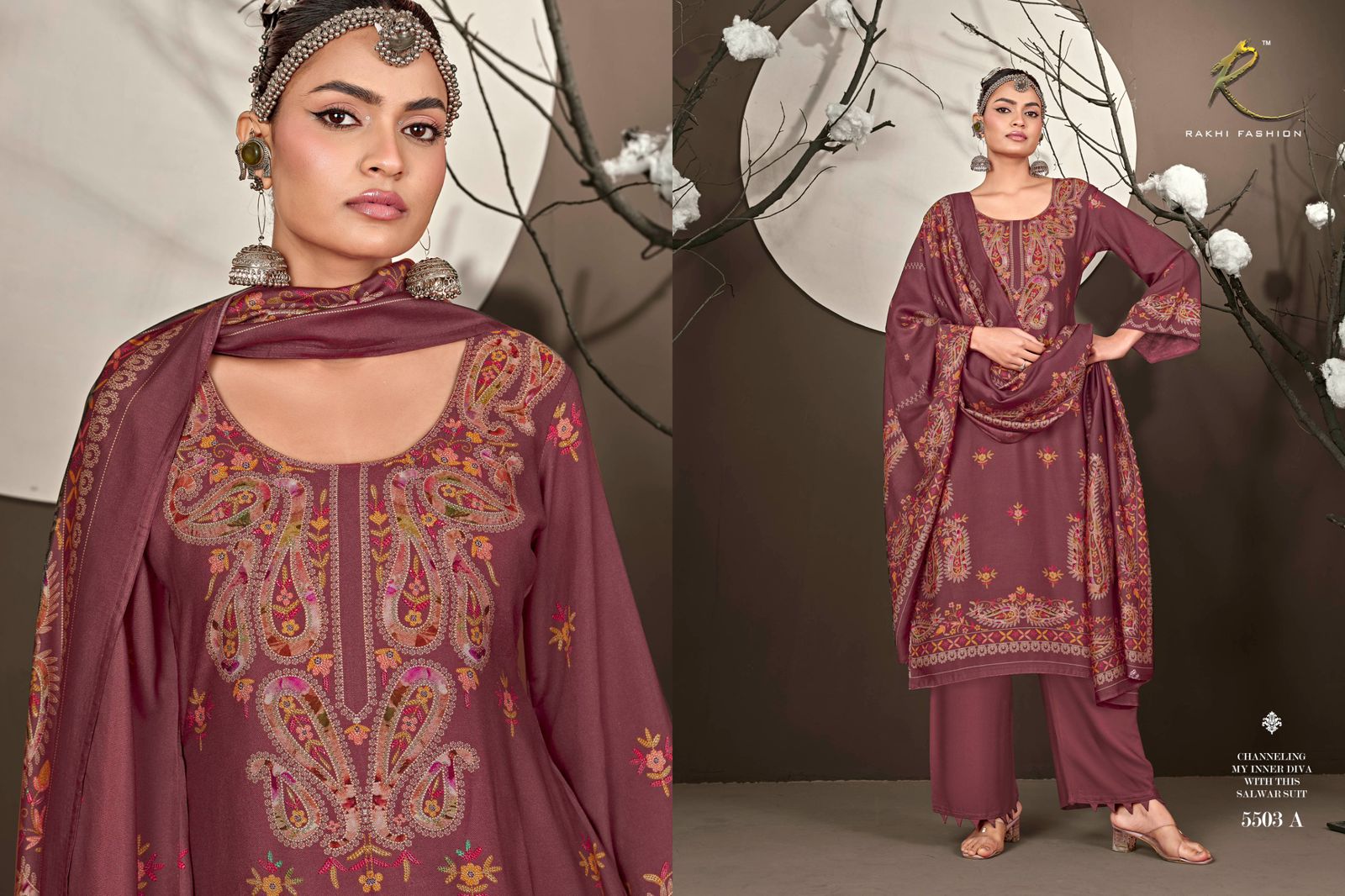 Blossom Hour Rakhi Fashion Pashmina Suits Manufacturer