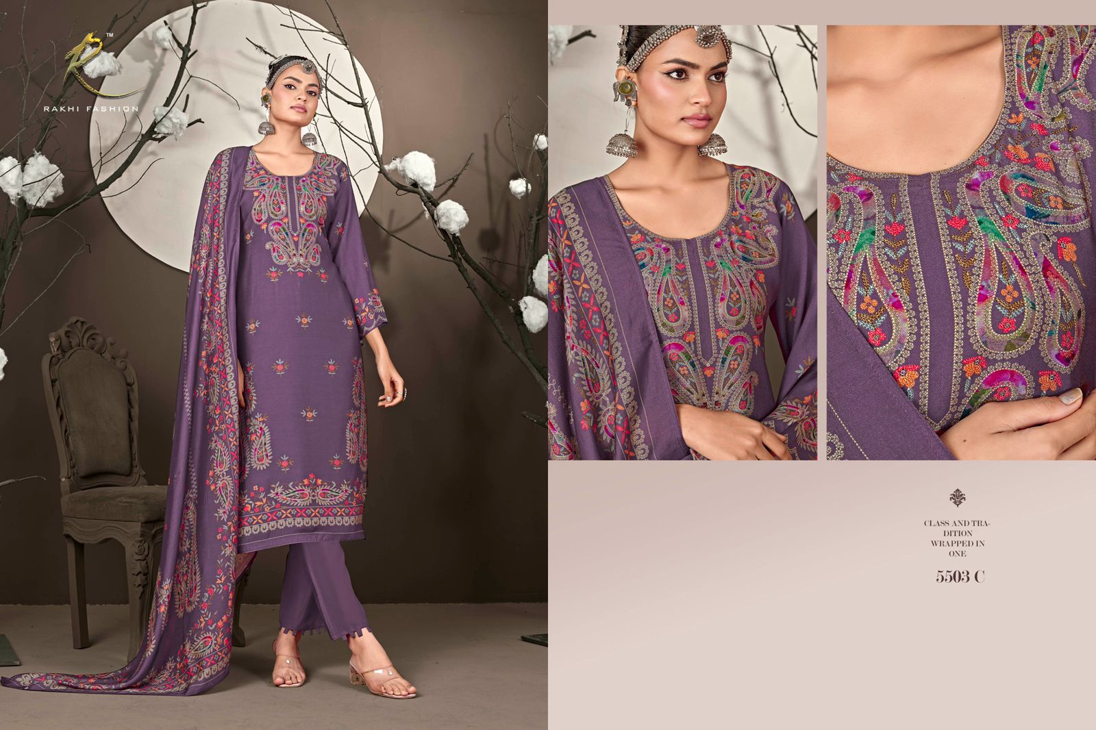 Blossom Hour Rakhi Fashion Pashmina Suits Manufacturer