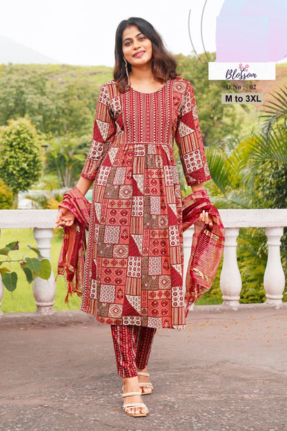 Blossom Jnx Rayon Readymade Pant Style Suits Wholesale