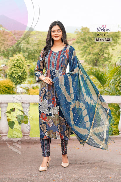 Blossom Jnx Rayon Readymade Pant Style Suits Wholesale