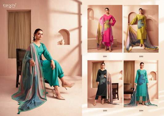 Blossom Kesar Karachi Muslin Pant Style Suits