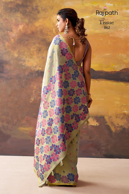 Blossom Rajpath Tissue Sarees Wholesaler Ahmedabad