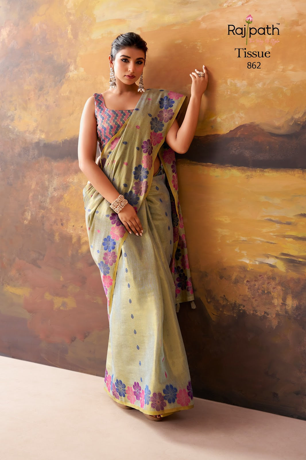 Blossom Rajpath Tissue Sarees Wholesaler Ahmedabad