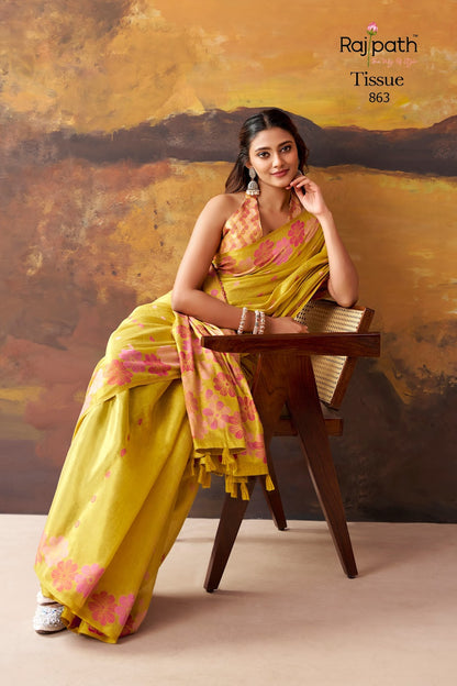 Blossom Rajpath Tissue Sarees Wholesaler Ahmedabad