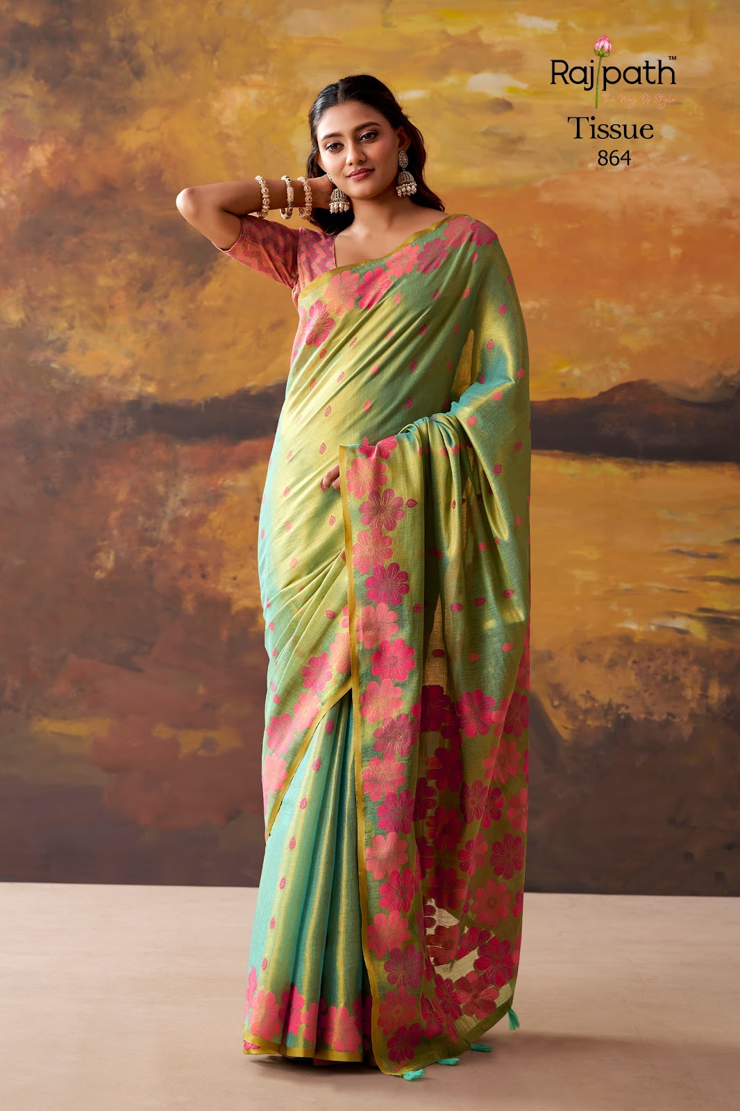 Blossom Rajpath Tissue Sarees Wholesaler Ahmedabad