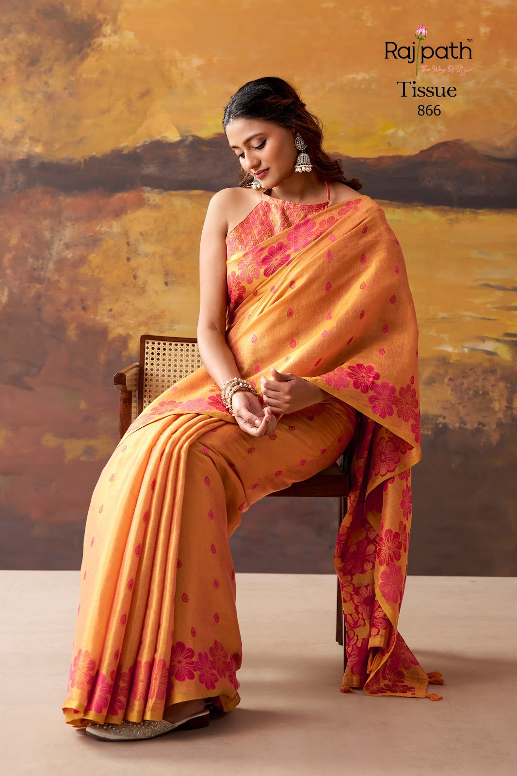 Blossom Rajpath Tissue Sarees Wholesaler Ahmedabad