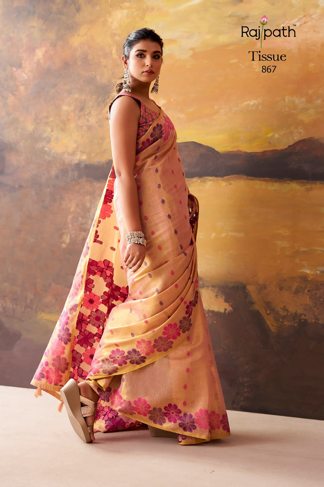 Blossom Rajpath Tissue Sarees Wholesaler Ahmedabad