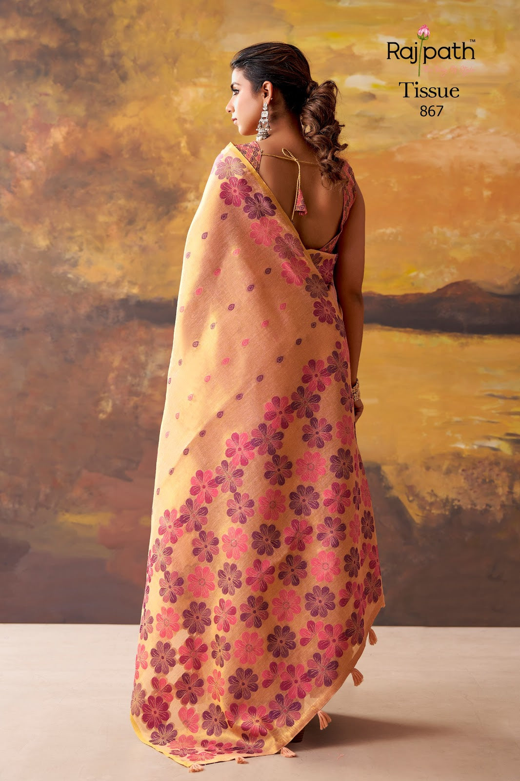 Blossom Rajpath Tissue Sarees Wholesaler Ahmedabad
