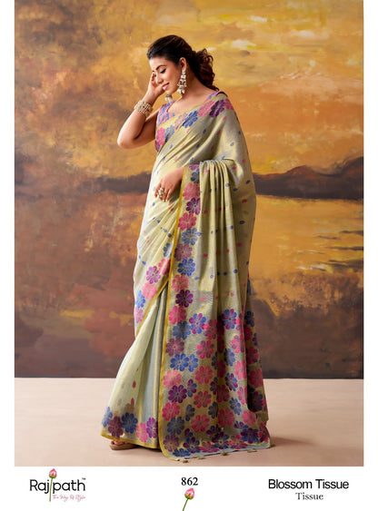 Blossom Rajpath Tissue Sarees Wholesaler Ahmedabad
