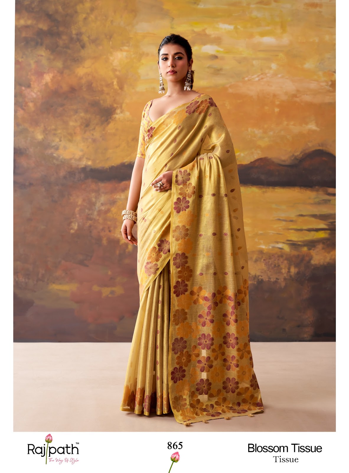 Blossom Rajpath Tissue Sarees Wholesaler Ahmedabad