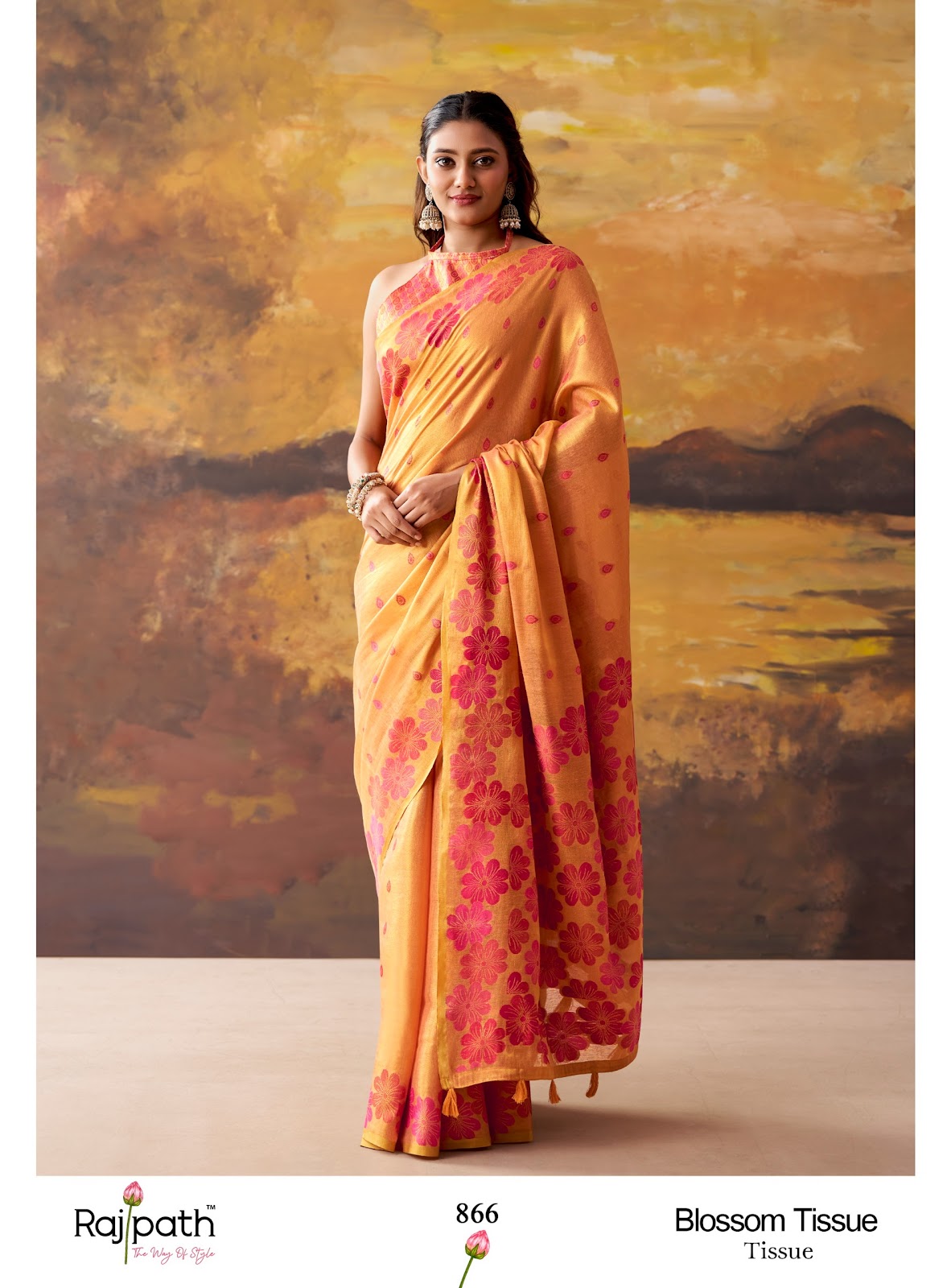 Blossom Rajpath Tissue Sarees Wholesaler Ahmedabad