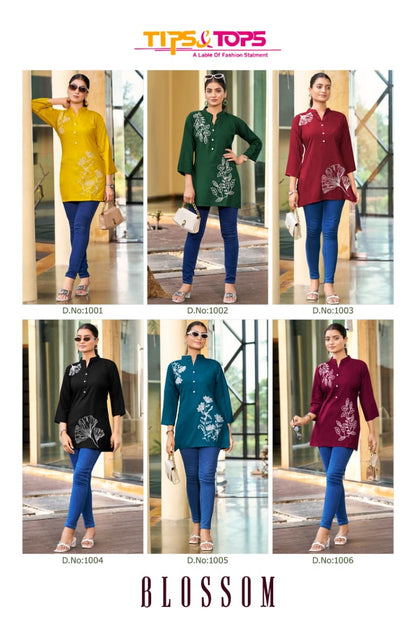Blossom Tips Tops Rayon 16Kg Short Kurtis Wholesaler Ahmedabad