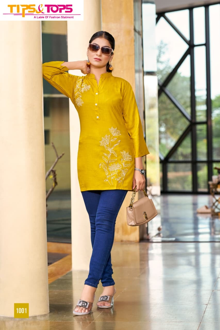 Blossom Tips Tops Rayon 16Kg Short Kurtis Wholesaler Ahmedabad