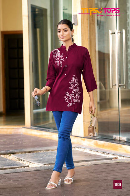 Blossom Tips Tops Rayon 16Kg Short Kurtis Wholesaler Ahmedabad