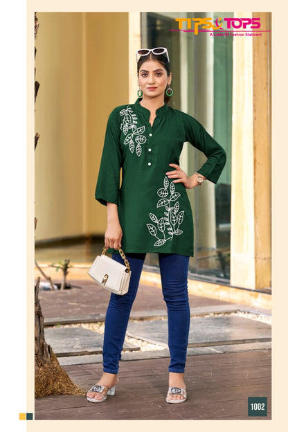 Blossom Tips Tops Rayon 16Kg Short Kurtis Wholesaler Ahmedabad
