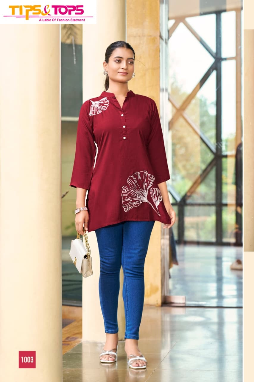 Blossom Tips Tops Rayon 16Kg Short Kurtis Wholesaler Ahmedabad