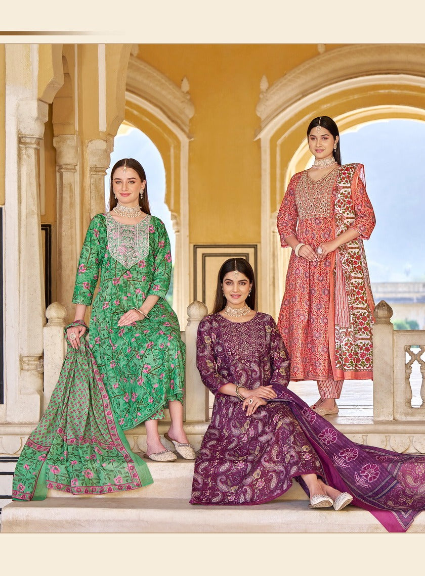 Blossom Vol 4 Radhika Lifestyle Cotton Readymade Anarkali Suits Exporter Ahmedabad