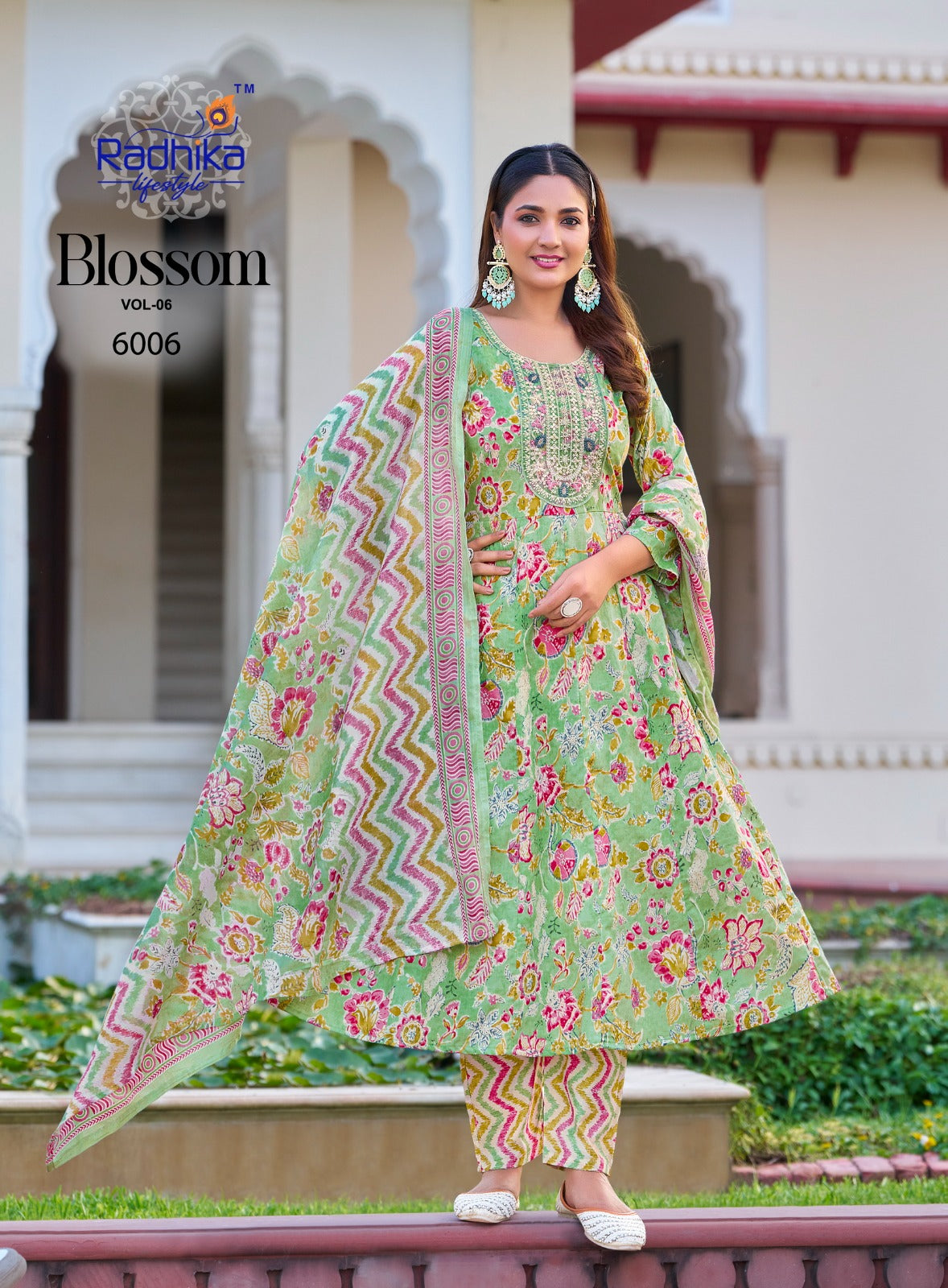 Blossom Vol 6 Radhika Lifestyle Cotton Readymade Anarkali Suits Wholesaler Gujarat