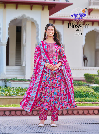 Blossom Vol 6 Radhika Lifestyle Cotton Readymade Anarkali Suits Wholesaler Gujarat
