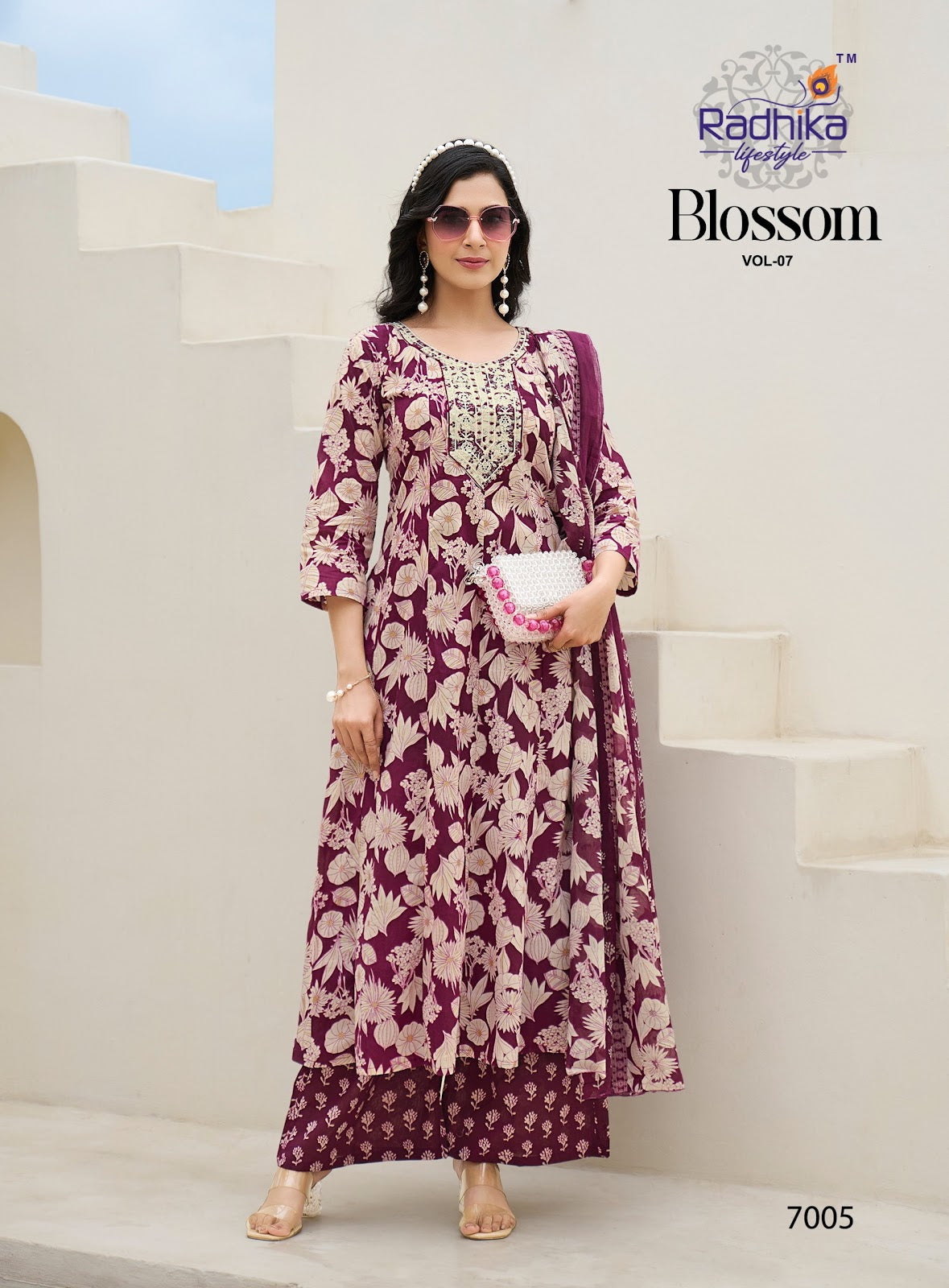 Blossom Vol 7 Radhika Lifestyle Cotton Readymade Anarkali Suits Supplier Ahmedabad
