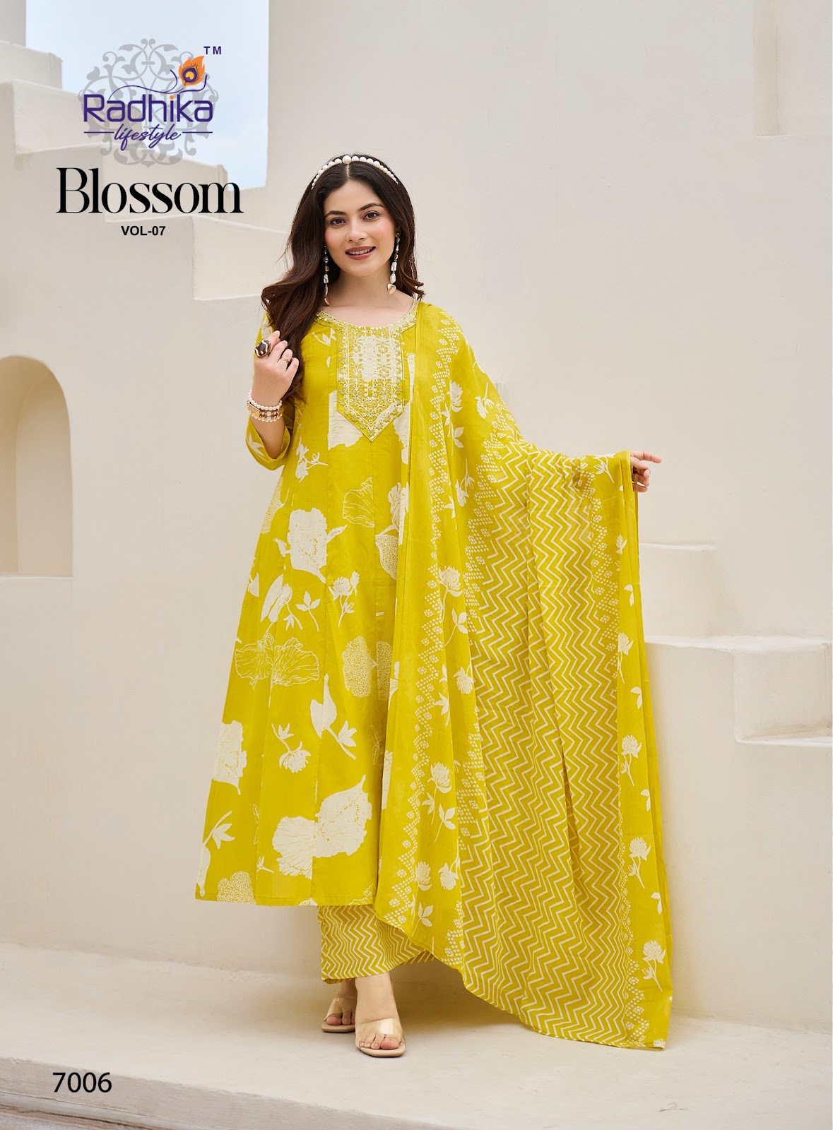 Blossom Vol 7 Radhika Lifestyle Cotton Readymade Anarkali Suits Supplier Ahmedabad
