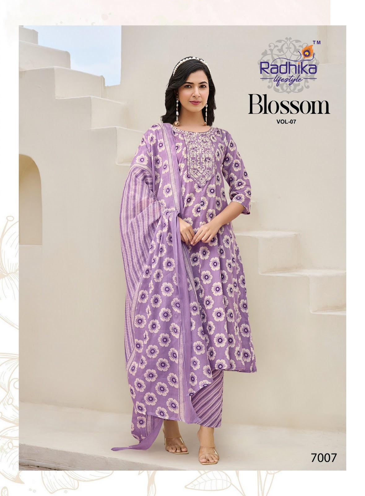 Blossom Vol 7 Radhika Lifestyle Cotton Readymade Anarkali Suits Supplier Ahmedabad