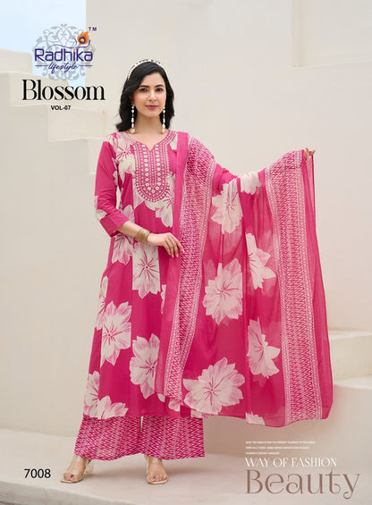 Blossom Vol 7 Radhika Lifestyle Cotton Readymade Anarkali Suits Supplier Ahmedabad