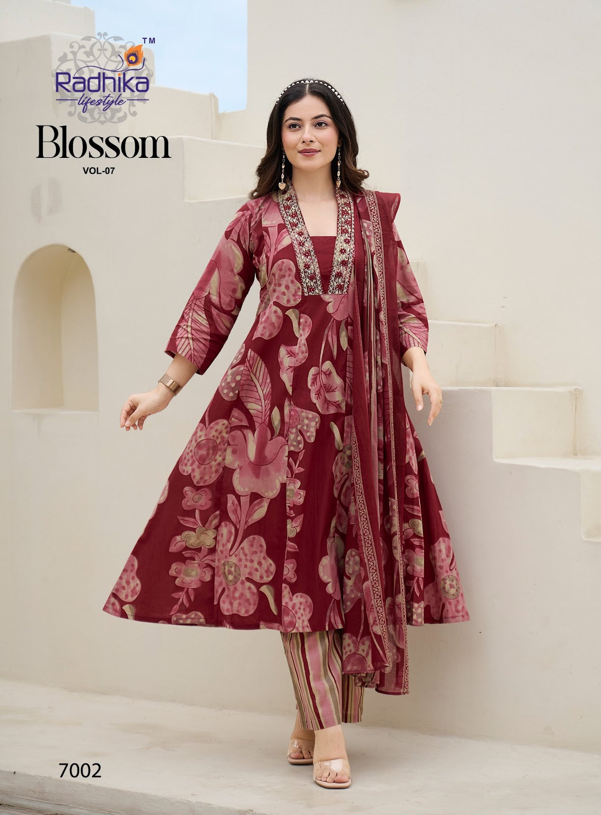 Blossom Vol 7 Radhika Lifestyle Cotton Readymade Anarkali Suits Supplier Ahmedabad