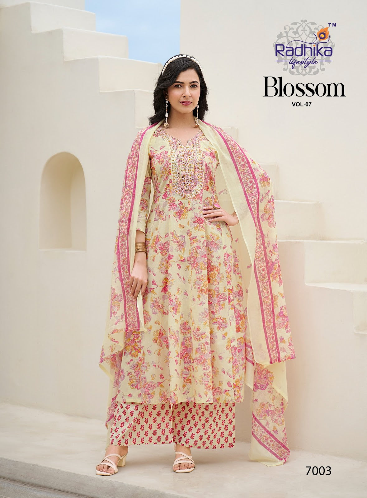 Blossom Vol 7 Radhika Lifestyle Cotton Readymade Anarkali Suits Supplier Ahmedabad