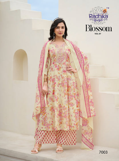 Blossom Vol 7 Radhika Lifestyle Cotton Readymade Anarkali Suits Supplier Ahmedabad