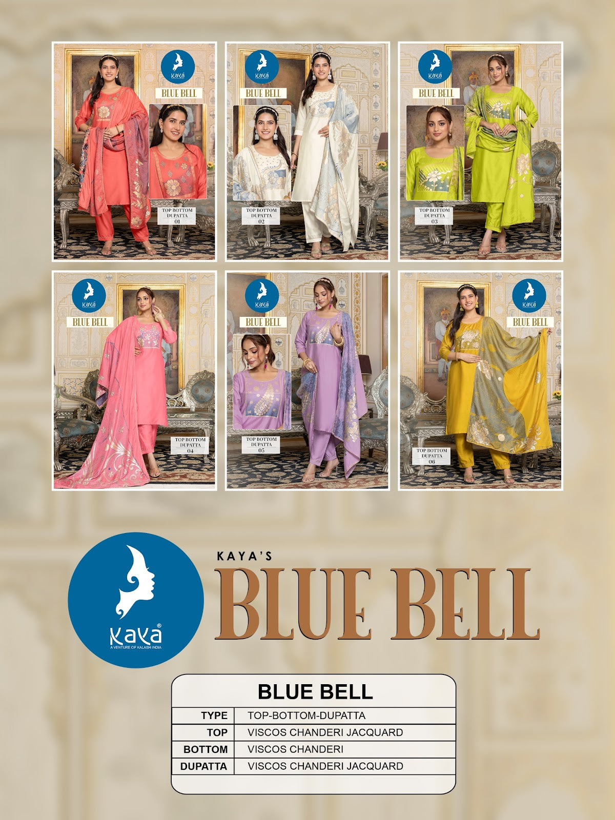 Blue Bell Kaya Jacquard Chanderi Readymade Pant Style Suits Exporter India