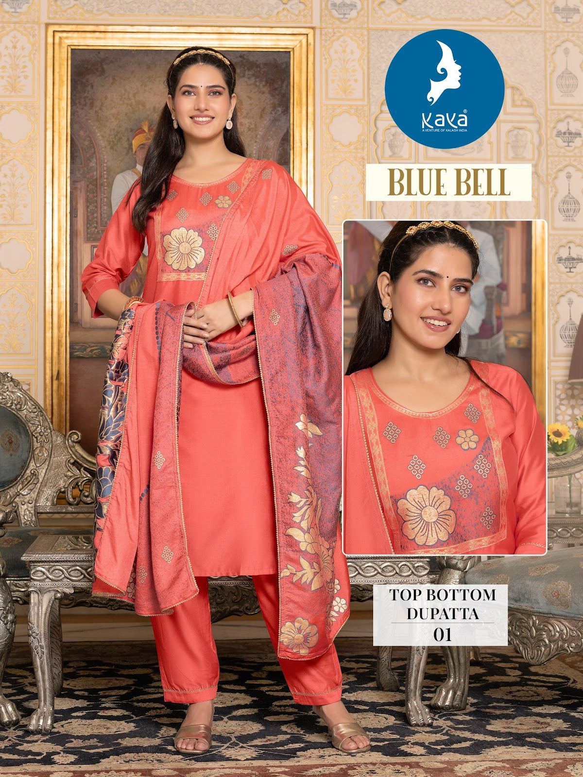 Blue Bell Kaya Jacquard Chanderi Readymade Pant Style Suits Exporter India