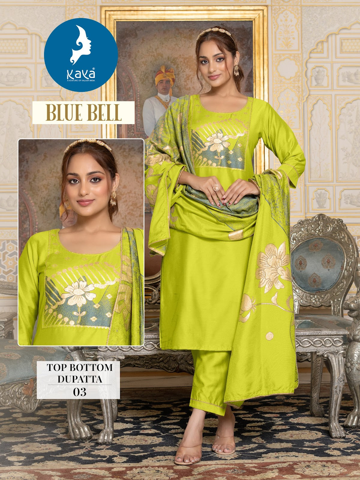 Blue Bell Kaya Jacquard Chanderi Readymade Pant Style Suits Exporter India