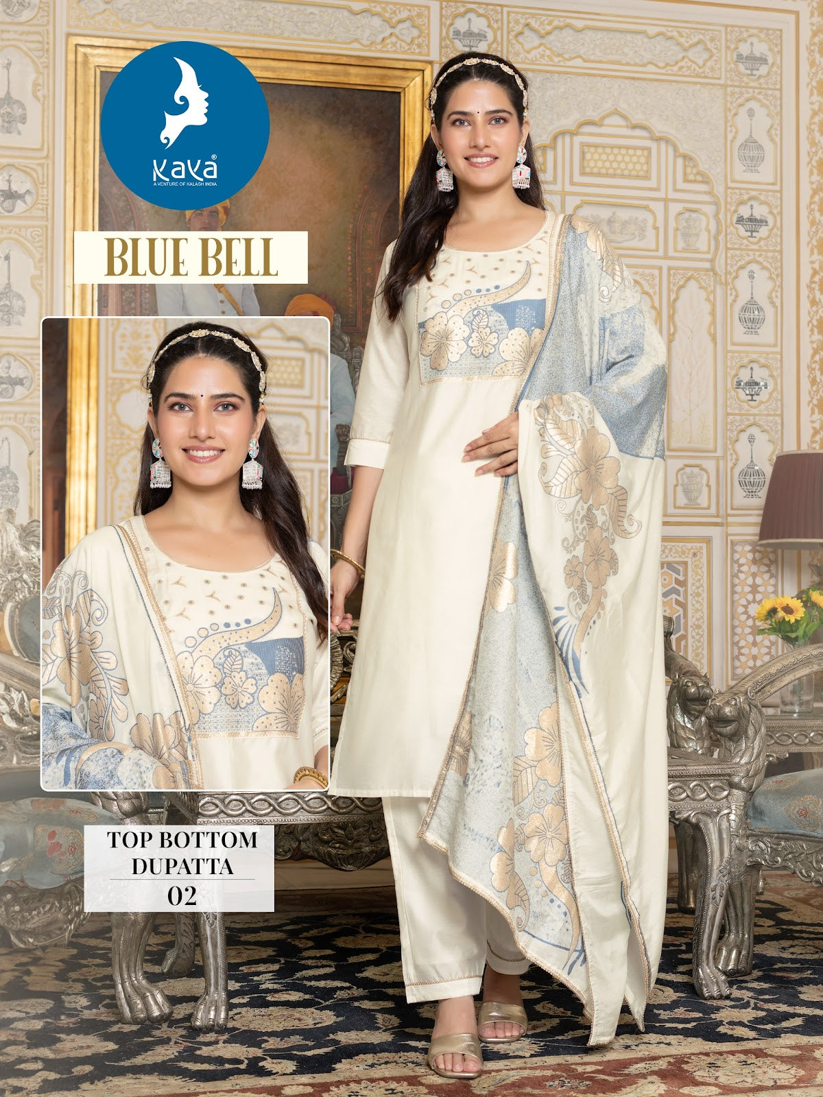Blue Bell Kaya Jacquard Chanderi Readymade Pant Style Suits Exporter India