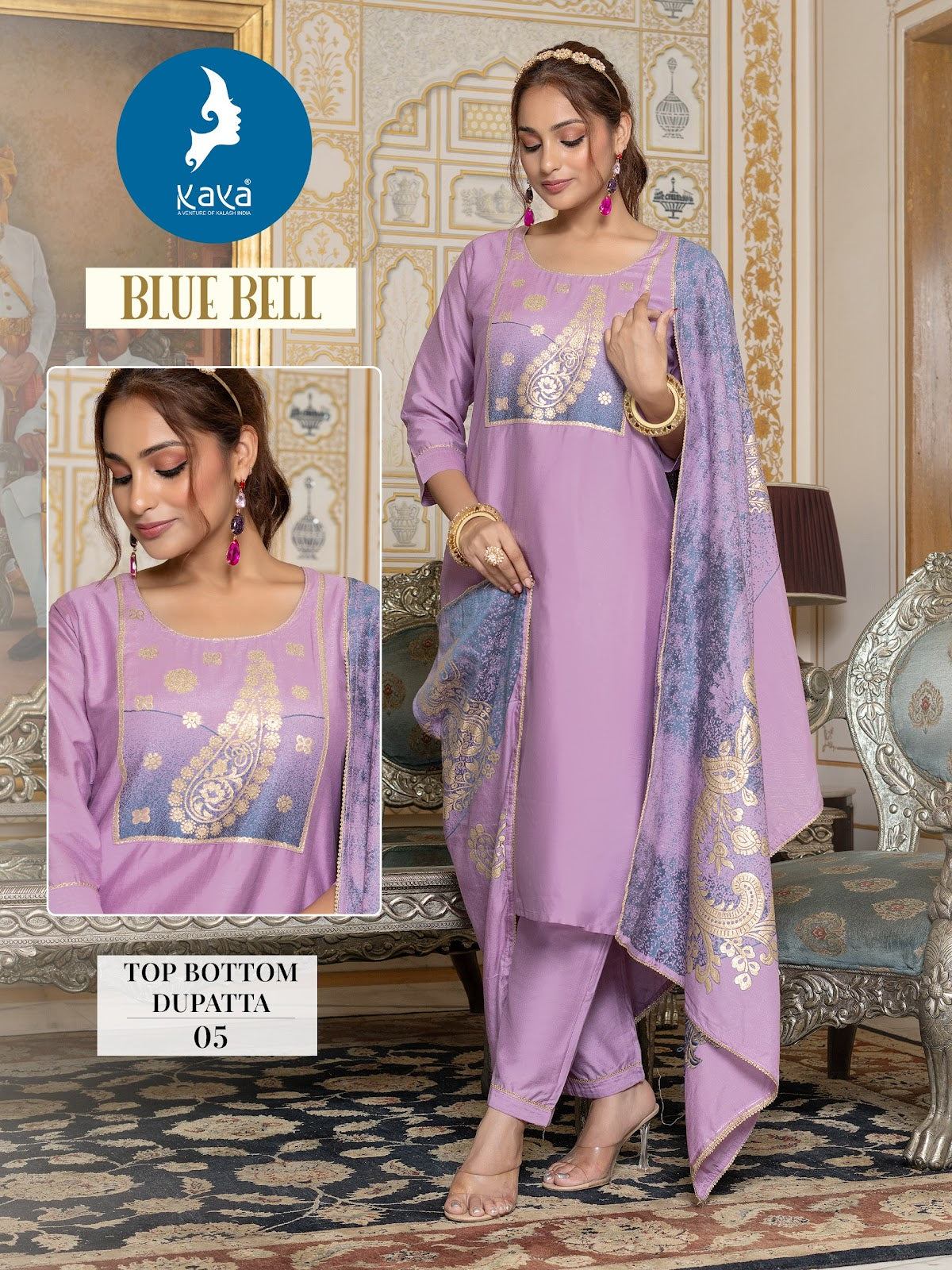 Blue Bell Kaya Jacquard Chanderi Readymade Pant Style Suits Exporter India