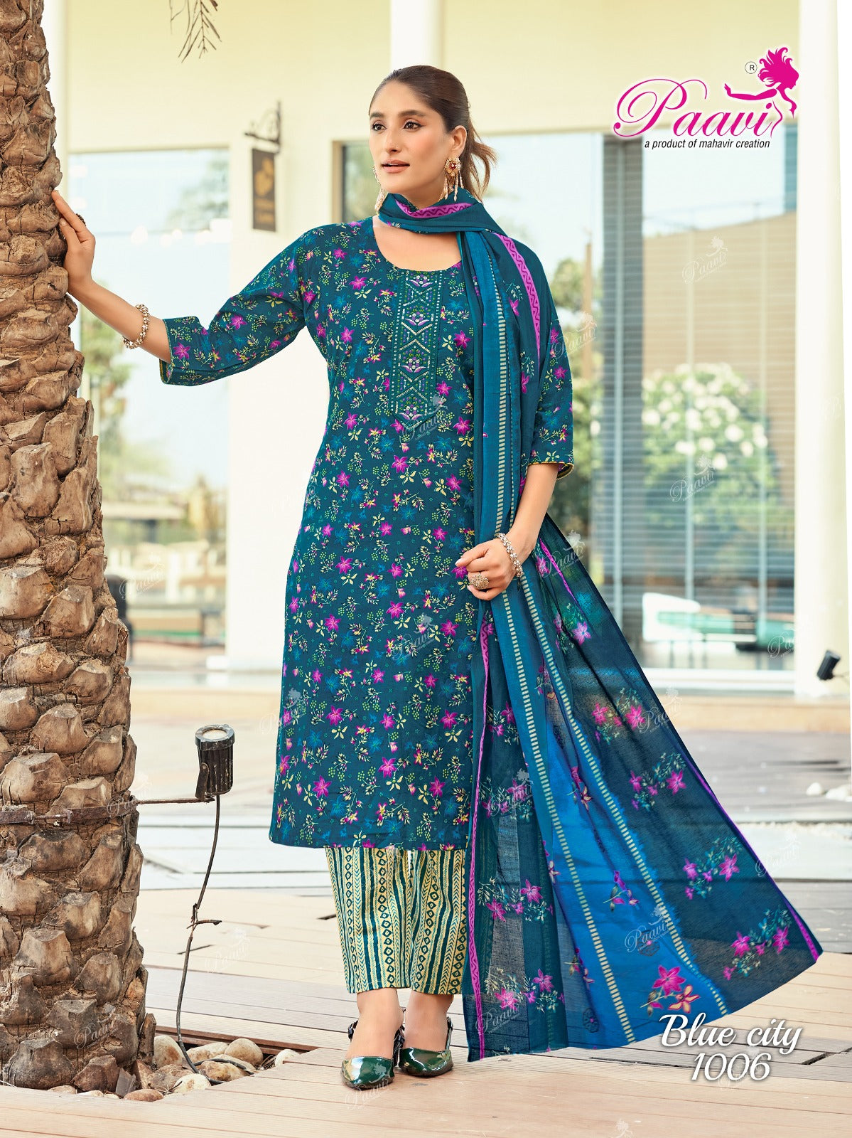 Blue City Paavi Readymade Cotton Pant Suits Manufacturer Ahmedabad