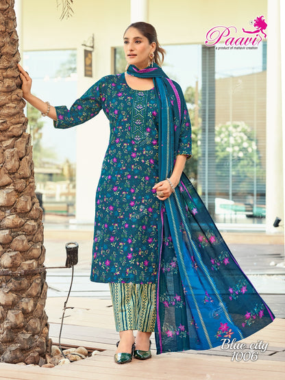 Blue City Paavi Readymade Cotton Pant Suits Manufacturer Ahmedabad