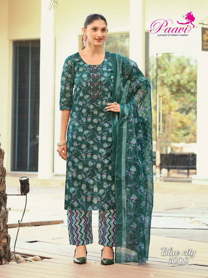 Blue City Paavi Readymade Cotton Pant Suits Manufacturer Ahmedabad