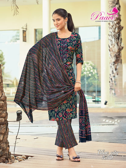 Blue City Paavi Readymade Cotton Pant Suits Manufacturer Ahmedabad