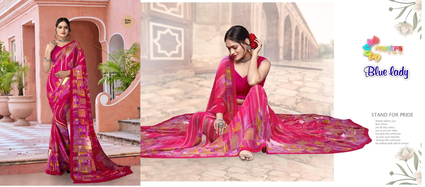 Blue Lady Mantra Weightless Sarees Wholesaler Ahmedabad