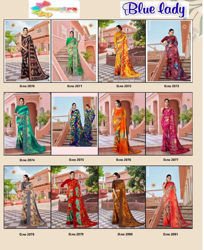 Blue Lady Mantra Weightless Sarees Wholesaler Ahmedabad