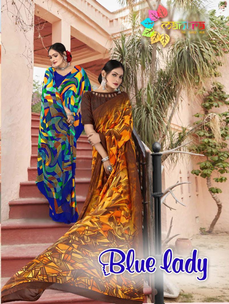 Blue Lady Mantra Weightless Sarees Wholesaler Ahmedabad